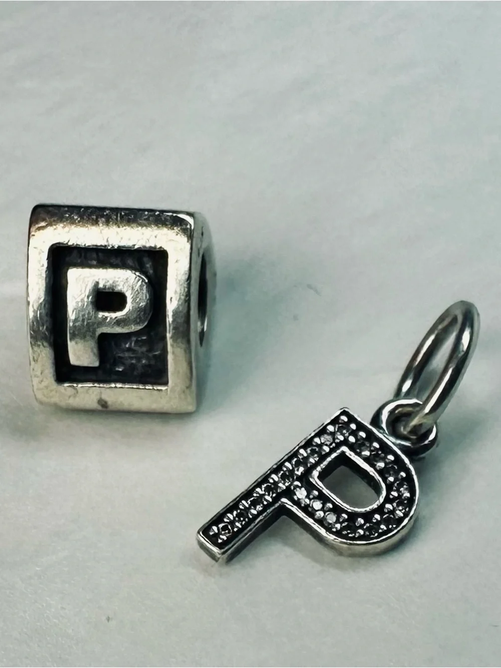 Pandora Sterling Silver Letter P Charm Bundle | Pavé Initial Pendant & Alphabet